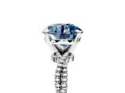 Solitaire Engagement Ring Setting for Fancy Blue Round Cut Center with Twist Band and Bead Prong Head in Sterling Silver