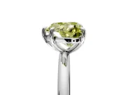 Low-Set Solitaire Engagement Ring Setting for Fancy Yellow Heart-Shaped Center with Thin Plain Band and Prong Head in Platinum