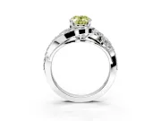 Halo Engagement Ring Setting for Fancy Yellow Oval Center with Marquise and Pave Bypass Band and Prong Head in Platinum