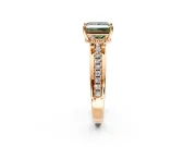 Solitaire Engagement Ring Setting for Fancy Green Princess Cut Center with Raised Channel Band and Prong Head in Rose Gold