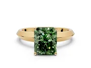 Solitaire Engagement Ring Setting for Fancy Green Radiant Cut Center with Wide Knife Ridge Band and Prong Head in Yellow Gold