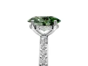 Solitaire Engagement Ring Setting for Fancy Green Oval Center with Fine Pave Band and Prong Head in Platinum
