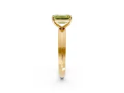 Solitaire Engagement Ring Setting for Fancy Yellow Emerald Cut Center with Wide Knife Ridge Band and Prong Head in Yellow Gold