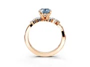 Solitaire Engagement Ring Setting for Fancy Blue Oval Center with Marquise Accent Twist Band and Prong Head in Rose Gold