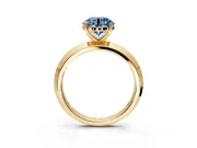 Solitaire Engagement Ring Setting for Fancy Blue Round Cut Center with Wide Knife Ridge Band and Prong Head in Yellow Gold