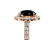 Halo Engagement Ring Setting for Fancy Black Round Cut Center with Narrowing Pave Band and Prong Head in Rose Gold