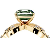 Solitaire Engagement Ring Setting for Fancy Green Asscher Cut Center with Criss-Cross Accent Band and Prong Head in Yellow Gold