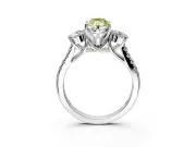 3 Stone Engagement Ring Setting for Fancy Yellow Marquise Center with Crossover Basket, Pave Band and Prong Head in Platinum