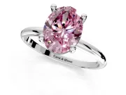 Minimalist Solitaire Engagement Ring Setting for Fancy Pink Oval Center with Thin Band and Prong Head in Platinum
