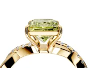 Crossover Engagement Ring Setting for Fancy Yellow Princess Cut Center with Pave and Plain Strands and Prong Head in Yellow Gold