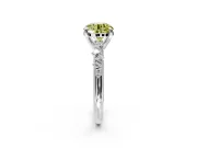 Solitaire Engagement Ring Setting for Fancy Yellow Round Cut Center with Trailing Leaf Accent Band and Prong Head in White Gold