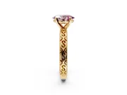 Solitaire Engagement Ring Setting for Fancy Pink Oval Center with Scrollwork Band and Prong Head in Yellow Gold