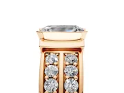 Bezel Engagement Ring Setting for Emerald Cut Center with Wide Channel-Set Band and Bezel Head in Rose Gold