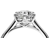 Solitaire Engagement Ring Setting for Round Cut Center with Cathedral Band and Prong Head in Sterling Silver