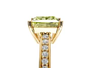 Solitaire Engagement Ring Setting for Fancy Yellow Princess Cut Center with Channel-Set Accent Band and Prong Head in Yellow Gold