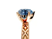 Solitaire Engagement Ring Setting for Fancy Blue Heart-Shaped Center with Milgrain X Pattern Band and Prong Head in Rose Gold