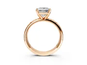 Solitaire Engagement Ring Setting for Princess Cut Center with Scrollwork Band and Prong Head in Rose Gold