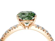 Solitaire Engagement Ring Setting for Fancy Green Cushion Cut Center with Large Accent Band and Prong Head in Rose Gold