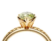 Solitaire Engagement Ring Setting for Fancy Yellow Marquise Center with Milgrain X Pattern Band and Prong Head in Yellow Gold