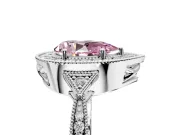 Halo Engagement Ring Setting for Fancy Pink Pear-Shaped Center with Milgrain Rim, Pave Band and Prong Head in Sterling Silver
