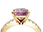 Solitaire Engagement Ring Setting for Fancy Pink Princess Cut Center with Single Row Accent Band and Prong Head in Yellow Gold