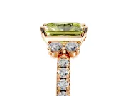 Paired Accent Engagement Ring Setting for Fancy Yellow Radiant Cut Center with Pave Band and Prong Head in Rose Gold