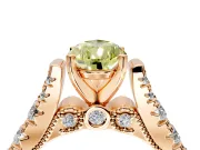 Solitaire Engagement Ring Setting for Fancy Yellow Pear-Shaped Center with Pave Cathedral Shoulders and Prong Head in Rose Gold