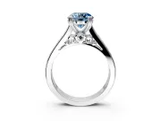 Solitaire Engagement Ring Setting for Fancy Blue Round Cut Center with Channel Band and Double Claw Prong Head in Sterling Silver