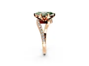 Solitaire Engagement Ring Setting for Fancy Green Marquise Center with Pave Bypass Swirl Band and Prong Head in Rose Gold