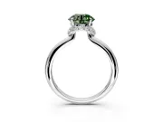 Hidden Halo Engagement Ring Setting for Fancy Green Round Cut Center with Plain Rounded Band and Prong Head in Platinum