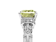 Solitaire Engagement Ring Setting for Fancy Yellow Princess Cut Center with Filigree Band and Prong Head in White Gold