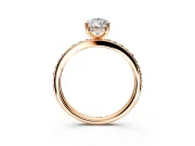 Solitaire Engagement Ring Setting for Pear-Shaped Center with Fine Pave Band and Prong Head in Rose Gold