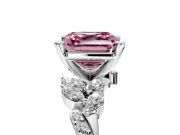 Solitaire Engagement Ring Setting for Fancy Pink Asscher Cut Center with Marquise Accent Twist Band and Prong Head in Platinum