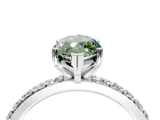 Solitaire Engagement Ring Setting for Fancy Green Marquise Center with Round Cut Pave Band and Prong Head in Sterling Silver