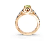 Solitaire Engagement Ring Setting for Fancy Yellow Pear-Shaped Center with Graduated Shared Prongs and Prong Head in Rose Gold