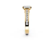 Solitaire Engagement Ring Setting for Emerald Cut Center with Channel Band and Double Claw Prong Head in Yellow Gold