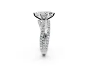 Solitaire Engagement Ring Setting for Marquise Center with Woven 3-Strand Pave Band and Prong Head in Sterling Silver