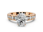 Solitaire Engagement Ring Setting for Oval Center with Channel-Set Accents and Prong Head in Rose Gold