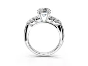5 Stone Engagement Ring Setting for Round Cut Center with Graduated Accents and Prong Head in Platinum