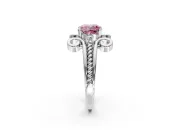 Solitaire Engagement Ring Setting for Fancy Pink Cushion Cut Center with Twisted Band and Scroll Prong Head in Platinum