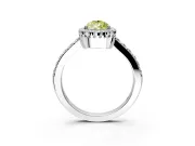 Halo Engagement Ring Setting for Fancy Yellow Pear-Shaped Center with Inner Milgrain Border and Prong Head in Platinum