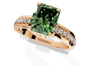 Solitaire Engagement Ring Setting for Fancy Green Radiant Cut Center with Raised Channel Band and Prong Head in Rose Gold