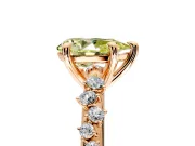 Solitaire Engagement Ring Setting for Fancy Yellow Pear-Shaped Center with Trailing Leaf Accent Band and Prong Head in Rose Gold