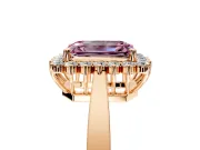 Starburst Halo Engagement Ring Setting for Fancy Pink Emerald Cut Center with Flat Cathedral Band and Prong Head in Rose Gold