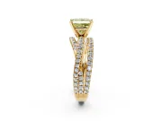 Solitaire Engagement Ring Setting for Fancy Yellow Princess Cut Center with Woven 3-Strand Pave Band and Prong Head in Yellow Gold