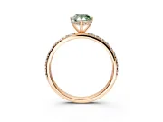 Hidden Halo Engagement Ring Setting for Fancy Green Pear-Shaped Center with Pave Band and Prong Head in Rose Gold