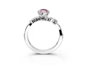 Solitaire Engagement Ring Setting for Fancy Pink Marquise Center with Marquise Accent Twist Band and Prong Head in White Gold