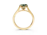 Solitaire Engagement Ring Setting for Fancy Green Heart-Shaped Center with Tapered Shoulders and Prong Head in Yellow Gold