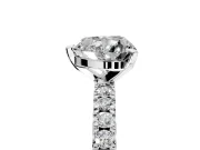 Solitaire Engagement Ring Setting for Heart-Shaped Center with Fine Pave Band and Claw Prong Head in Platinum