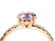 Solitaire Engagement Ring Setting for Fancy Pink Oval Center with Large Accents and Prong Head in Rose Gold